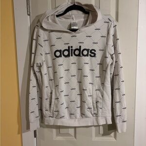 Adidas White and Black Cowl Neck Sweater